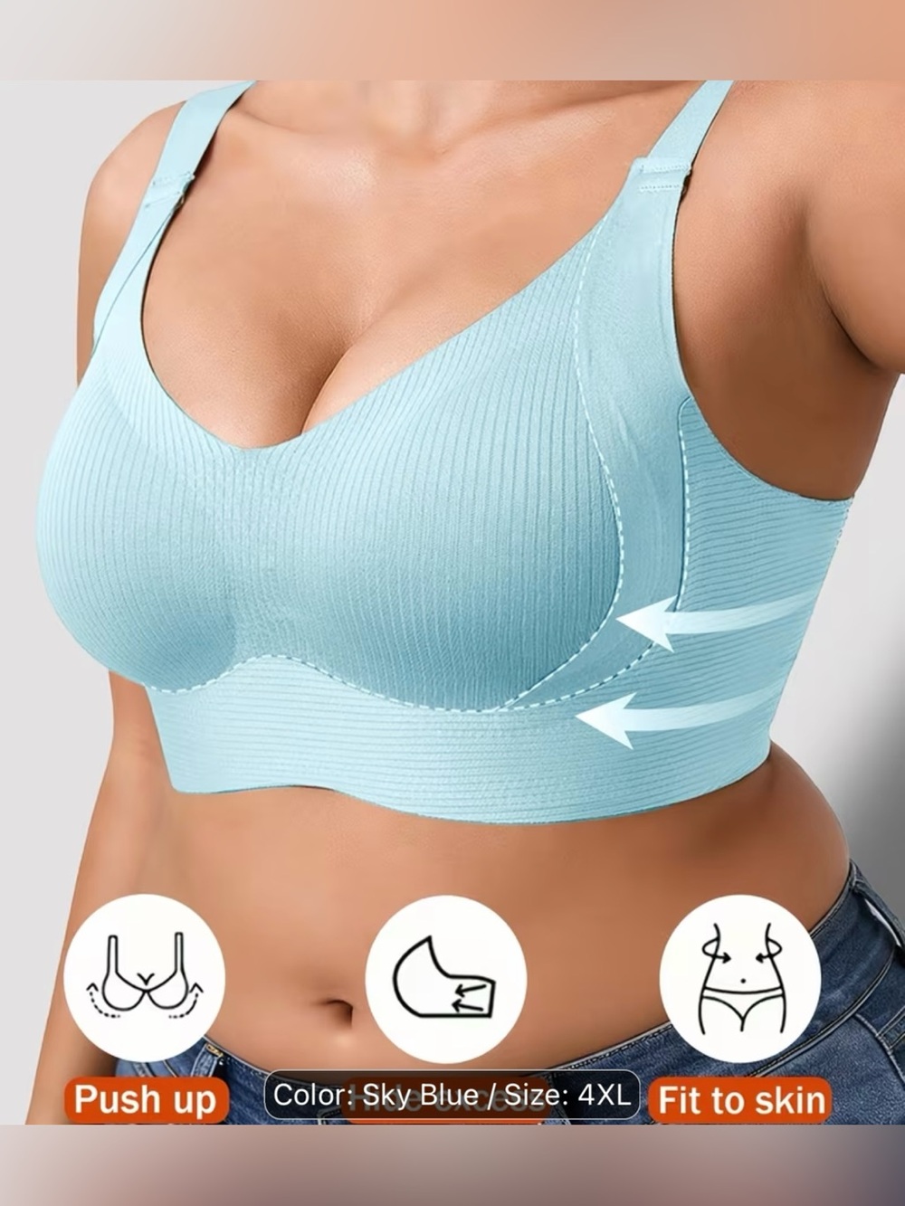Seamless Comfort Wireless Bra - Blue